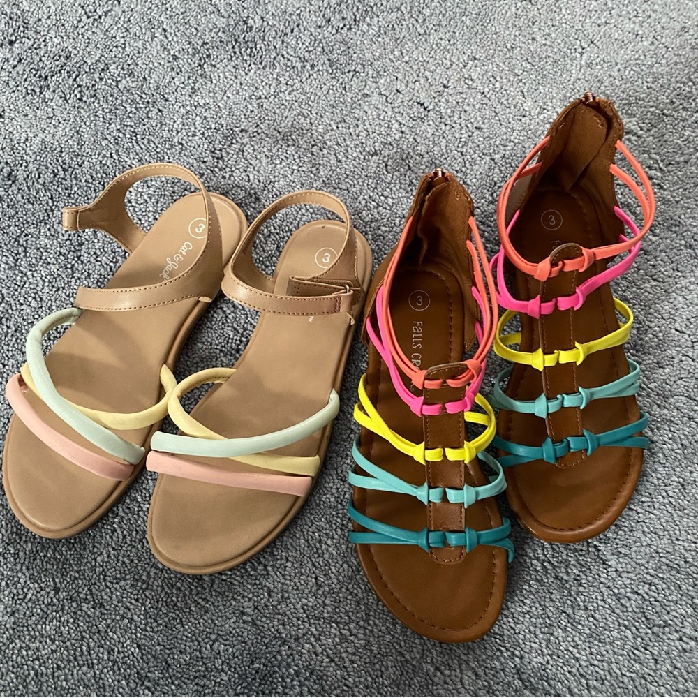 2 pair girls’ size 3 sandals, EUC